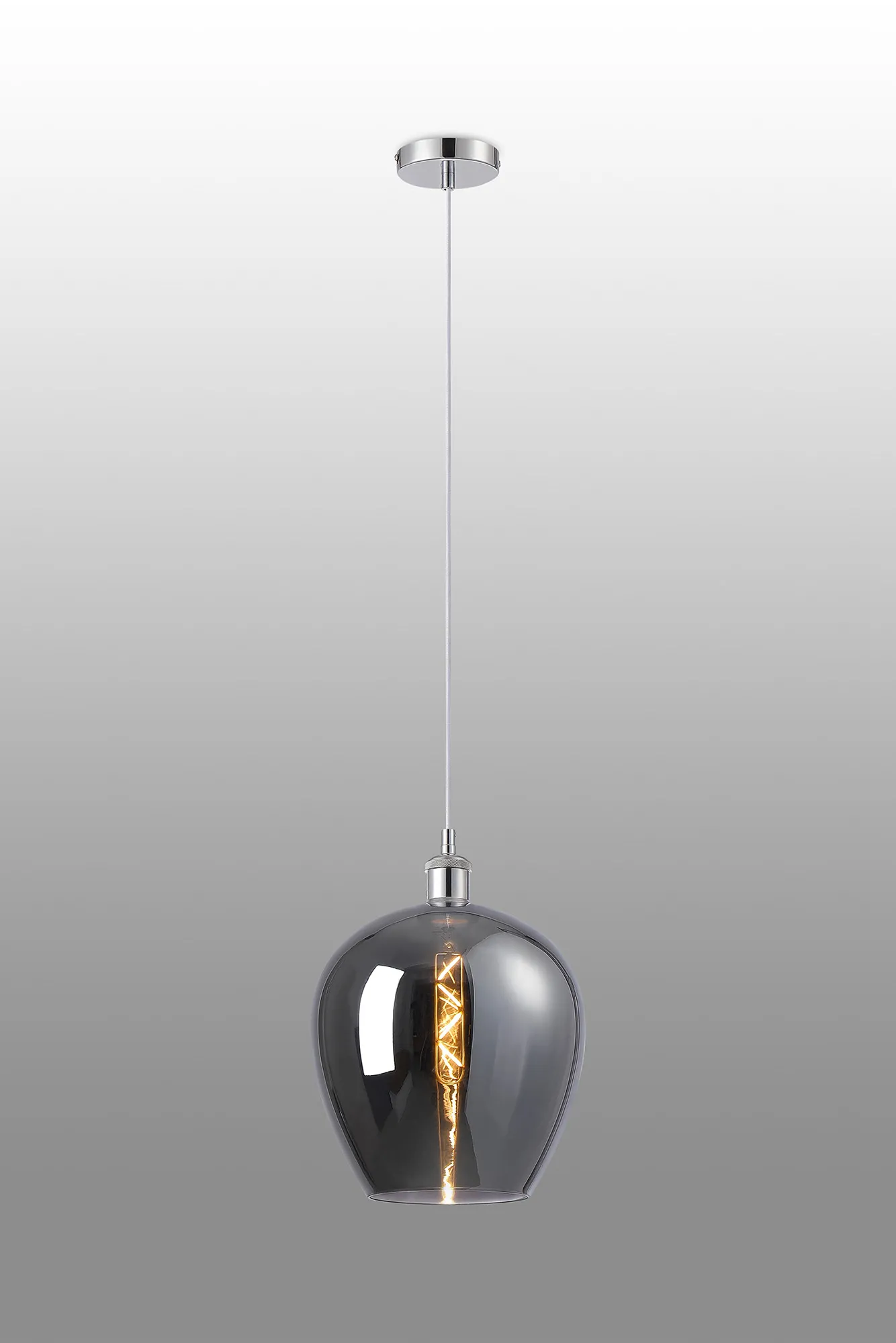 Cawdor Single Pendant, 1 Light E27, Polished Chrome/White/Chrome Wine Glass DK1105  Deco Cawdor